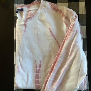 Pink and white Cozy tie dyed crewneck
